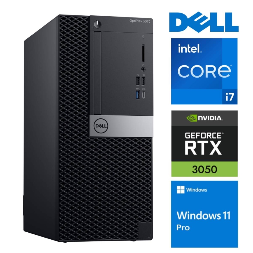 DELL 5070 Tower i7-9700 16GB 256SSD M.2 NVME RTX3050 6GB WIN11Pro