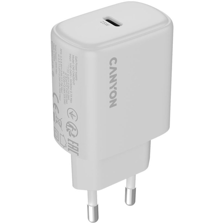 CANYON lādētājs OnCharge 250 25W 1xPD EU balts