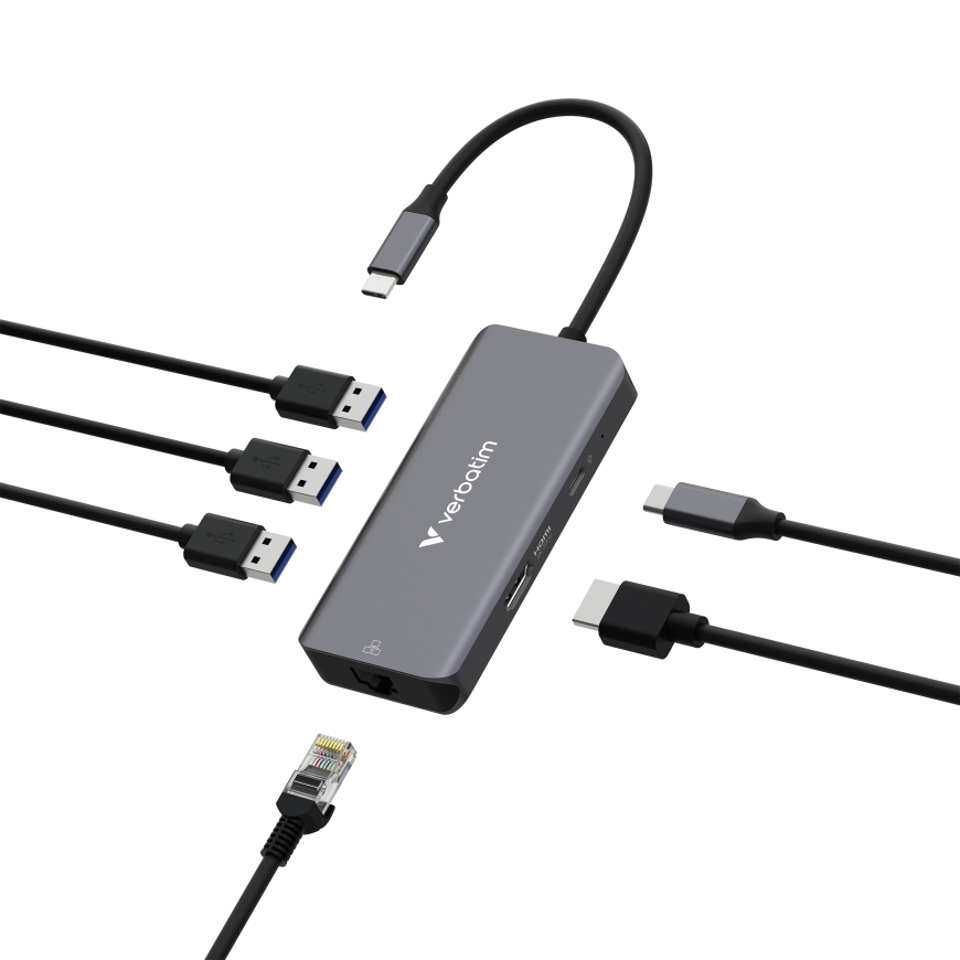 Verbatim USB-C Essentials Multiport Hub 6 ports: RJ45, HDMI, USB-C PD, 3 x USB-A 3.2 Gen 1 – 2