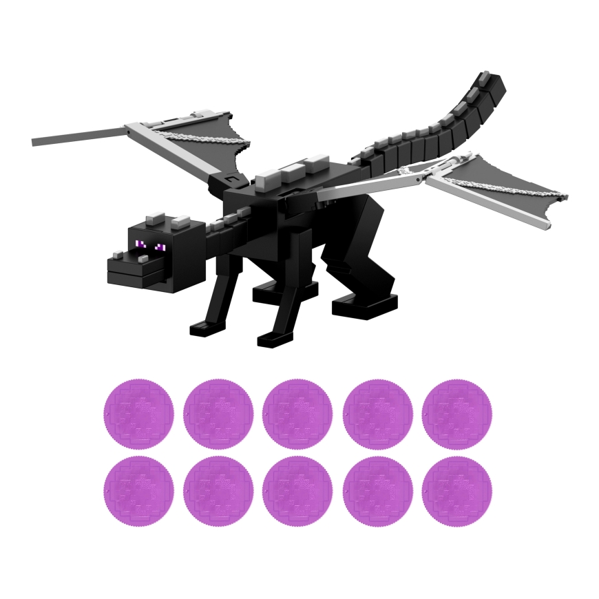 Minecraft Dragon’s Breath Attack Ender Dragon Action Figure with 10 Discs, 20-inch Wingspan – 3