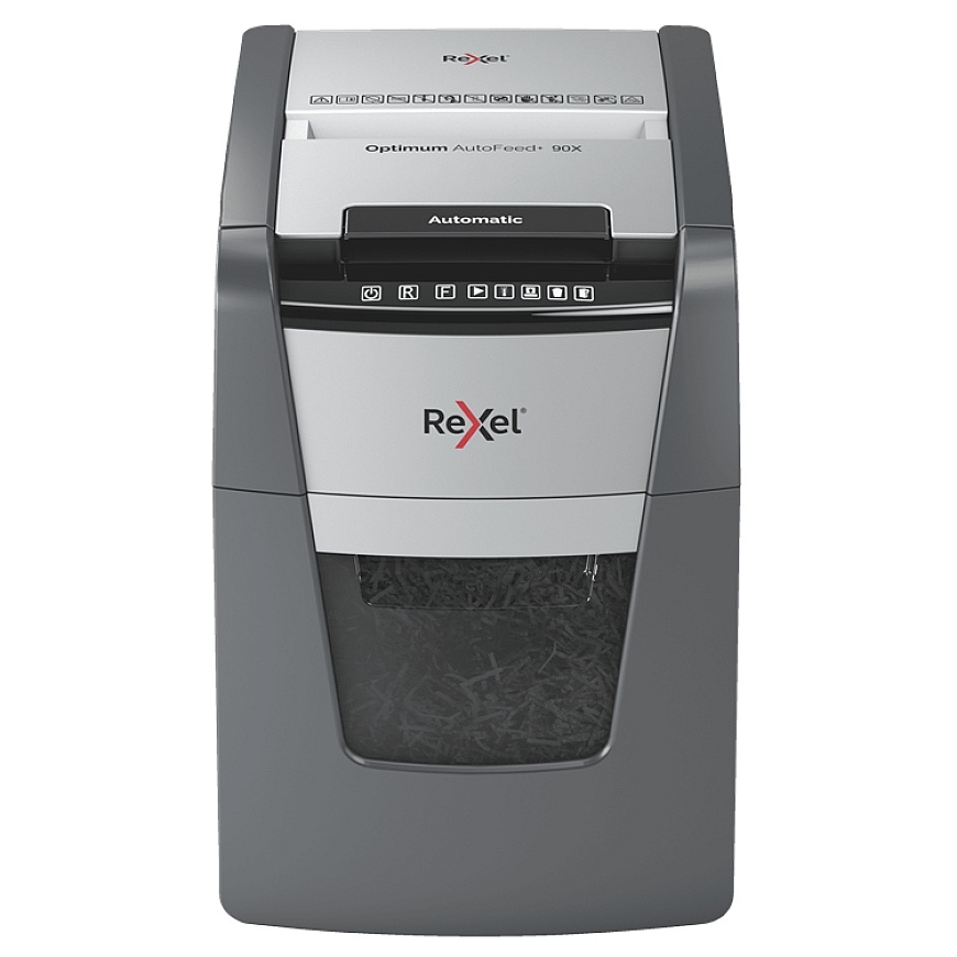 Rexel AutoFeed+ 90X dokumentų naikiklis Kryžminis 55 dB Juoda, Pilka