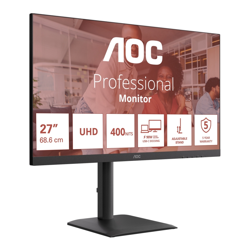AOC E4 U27E4CV tietokoneen litteä näyttö 68,6 cm (27") 3840 x 2160 pikseliä 4K Ultra HD LED Musta – 3
