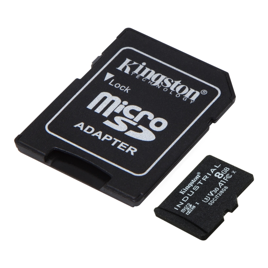 Kingston Technology 8GB microSDHC Industrial C10 A1 pSLC -kortti + SD-sovitin – 2