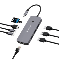 Verbatim CMH-09 USB Type-C 10000 Мбит/с Серебристый