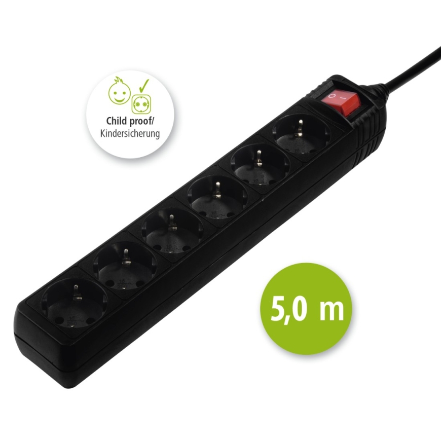 Hama 137266 pikendusjuhe 6 vahelduvvoolu kontakt Hoonesisene Must – 2