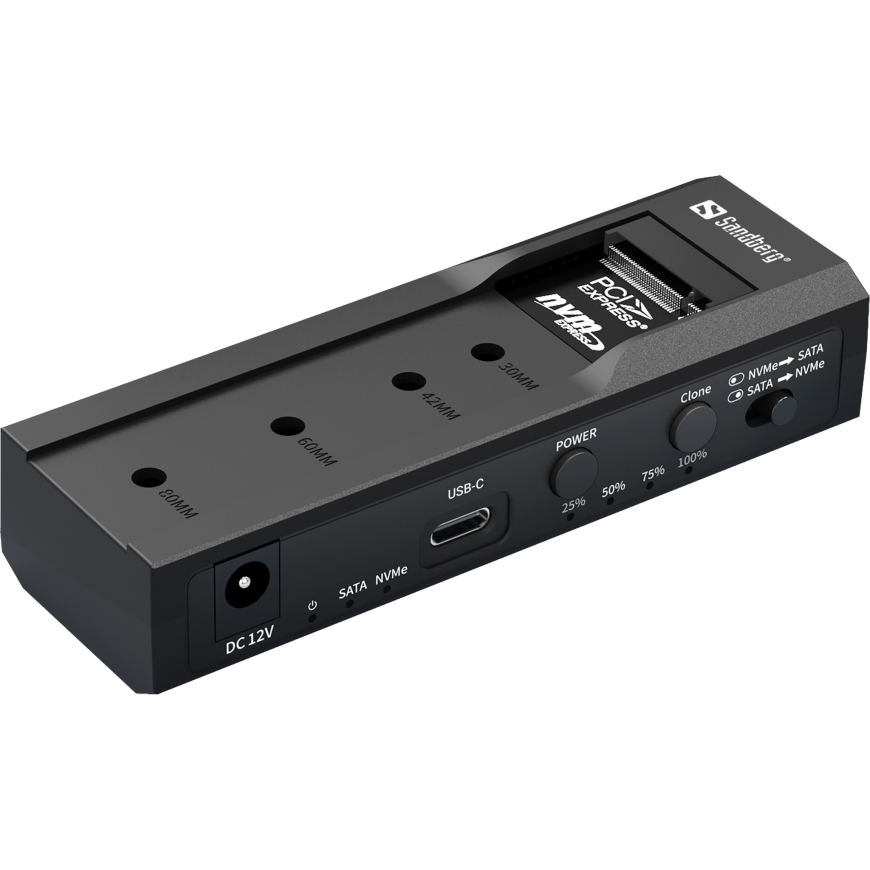 Sandberg 136-49 HDD/SSD dokstacija USB 3.2 Gen 2 (3.1 Gen 2) Type-C Melns