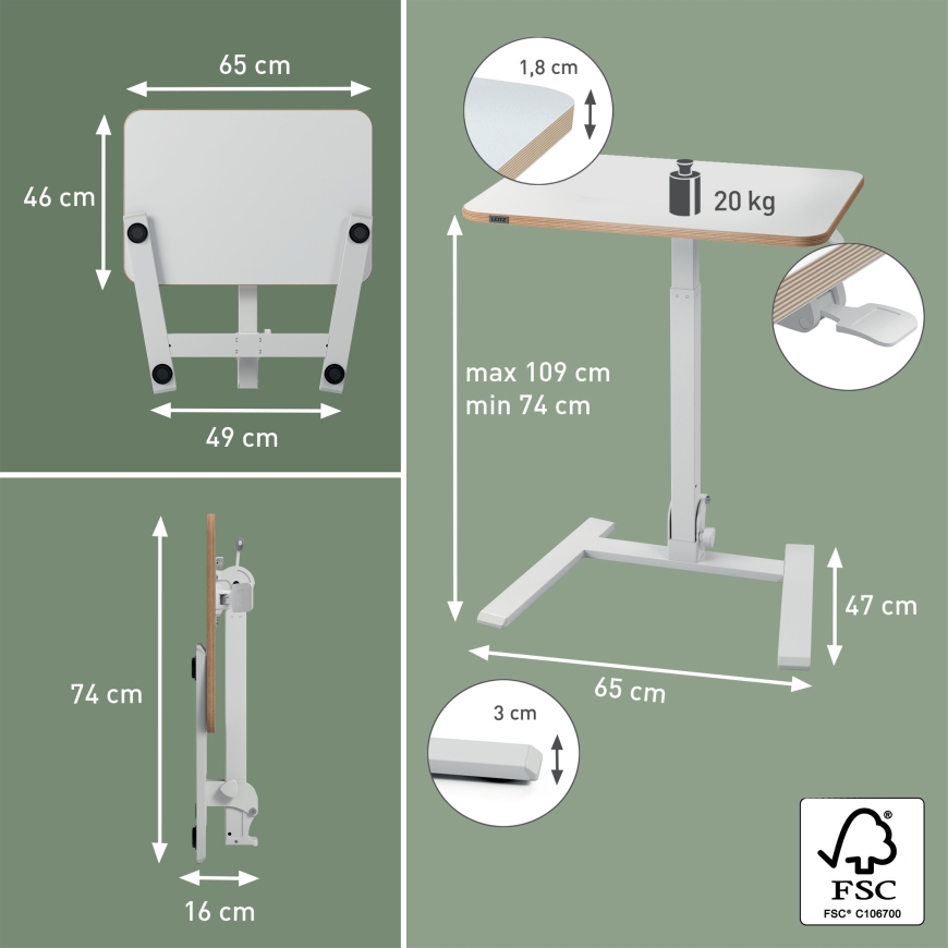 Leitz 65880001 püstijala-töölaud Valge – 4