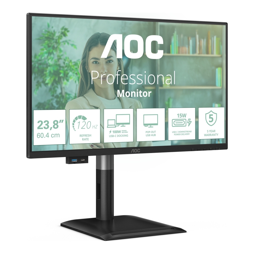 AOC 24P4CV PC lamekuvar 60,5 cm (23.8") 1920 x 1080 pikslit Full HD LED Must – 2