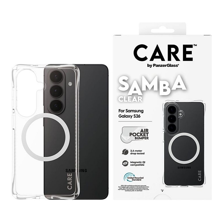 CARE by Samba Kuori Läpinäkyvä Valkoisella Qi Samsung Uusi Galaxy S26 |