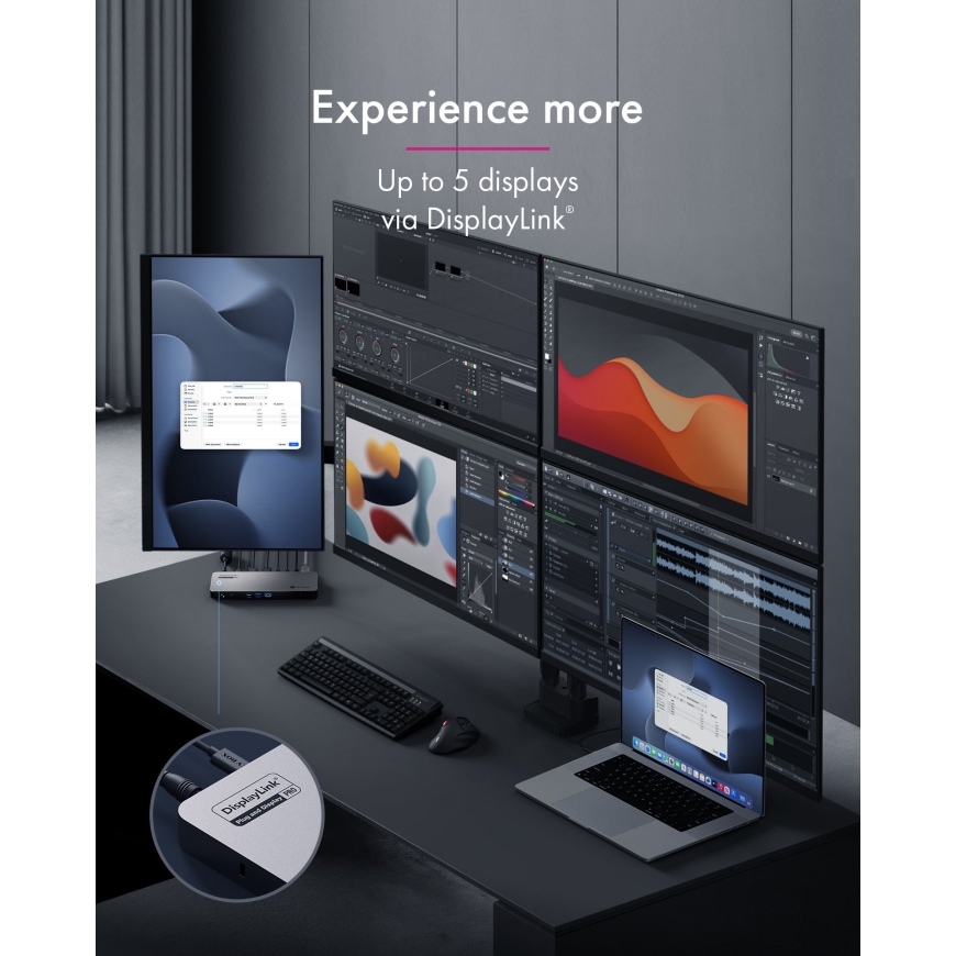 ICY BOX IB-DK7402-C31 Vadu USB 3.2 Gen 2 (3.1 Gen 2) Type-C Melns, Antracīts – 2