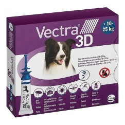 CEVA Vectra 3D (10-25kg) - antiparazitinės lašai šunims - 3 x 2,5ml
