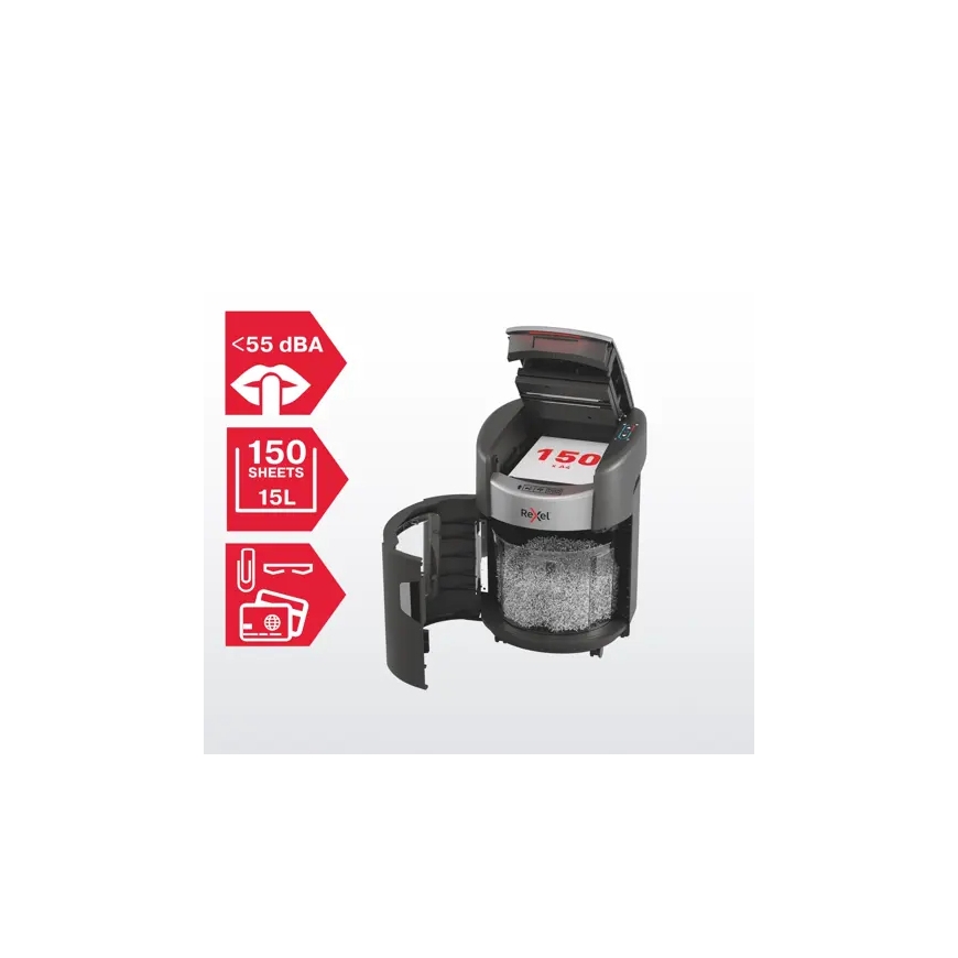 Rexel ShredMax AutoFeed+ 150X paberihunt Risti lõiked 55 dB 22,5 cm Must – 4
