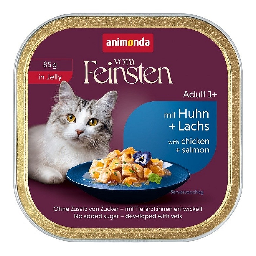 ANIMONDA Vom Feinsten Aikuiset liemessä kanaa ja lohta - märkä kissaruoka - 85g