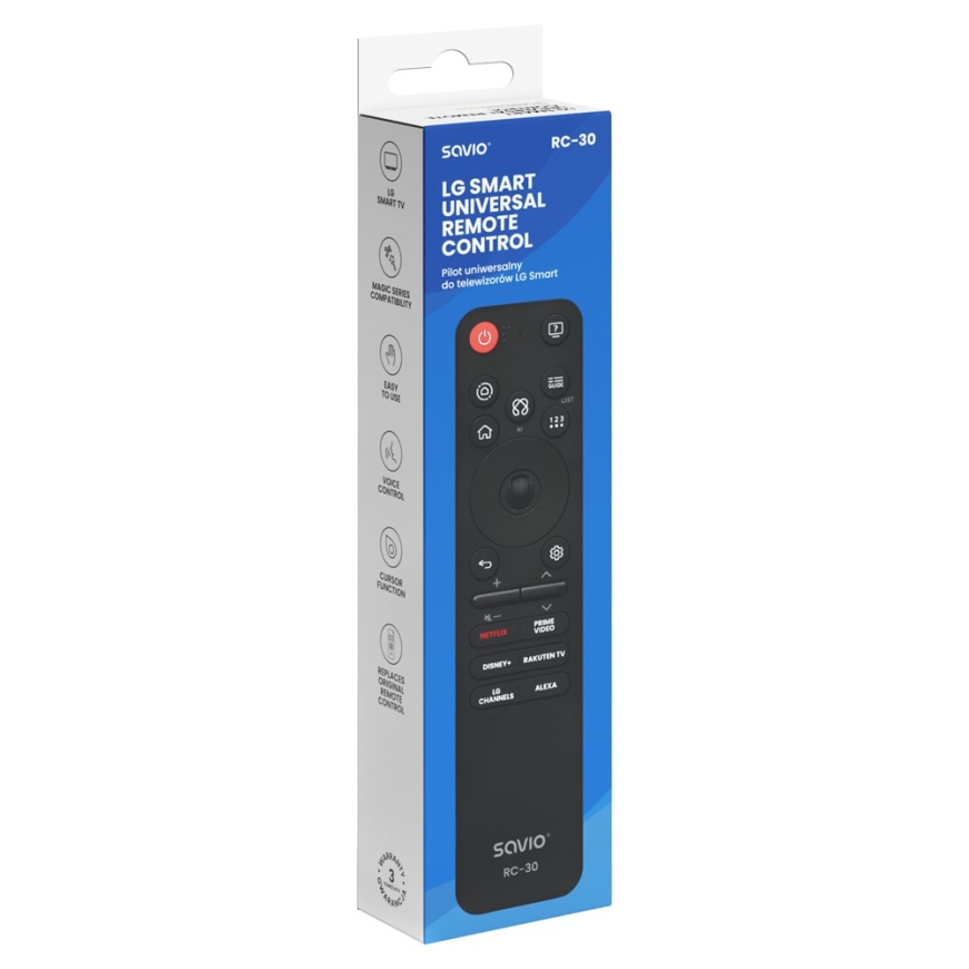 Пульт дистанционного управления Savio RC-30 IR/Bluetooth Кнопки нажатия – 3