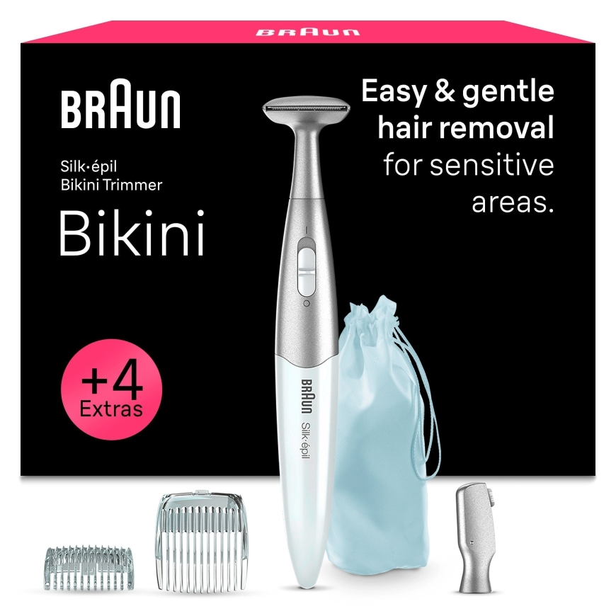 Braun Silk·épil bikiinitrimmer, + 4 tarvikut, FG1100, valge