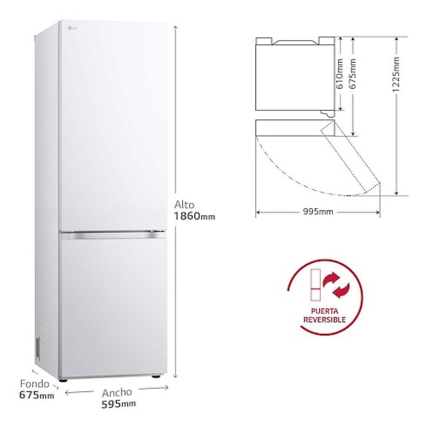 LG GBV5140CSW combi-fridge Freestanding 344 L White – 2