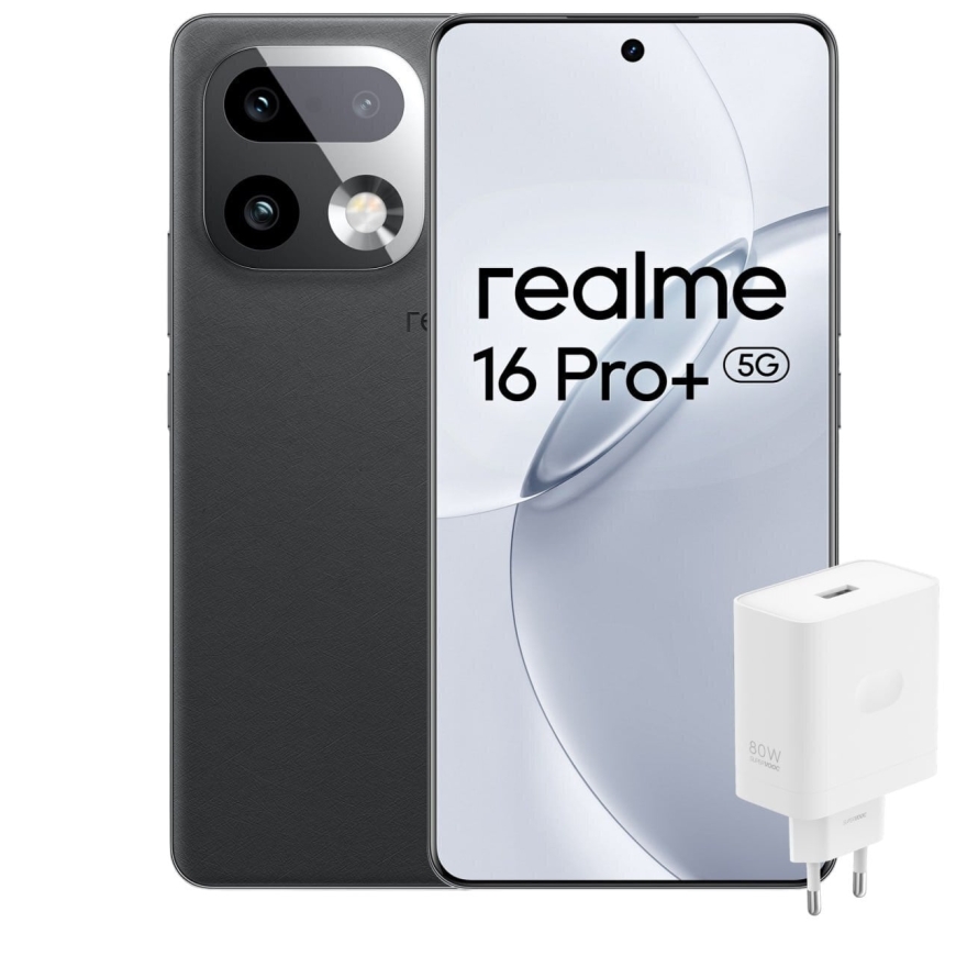 realme 16 Pro+ 5G telefonas, 256/8 GB, pilkas + įkroviklis