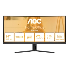 AOC B3 CU34B3E kompiuterio monitorius 86,4 cm (34") 3440 x 1440 pikseliai Wide Quad HD LED Juoda