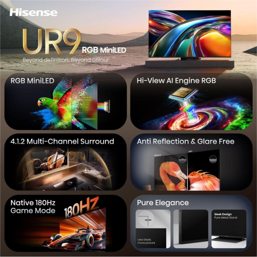 Hisense 75UR9S 190,5 cm (75") 4K Ultra HD Viedtelevizors Wi-Fi Pelēks 4000 cd/m² – 4