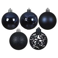Decoris shatterproof Christmas tree ornaments, 6 cm, royal blue, 35 pcs