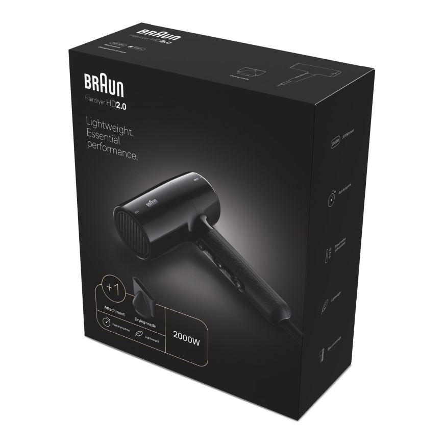 Braun HD2.0 föön 2000 W Must – 2