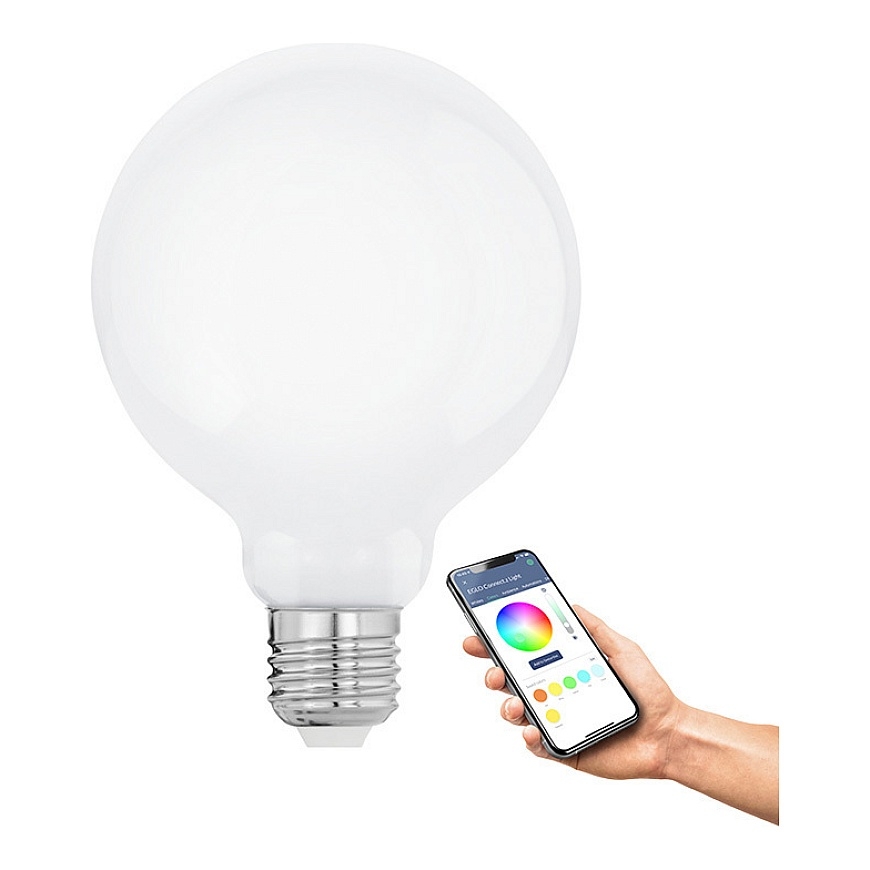 Eglo Connect.z išmanusis šviestuvas, E27, G95, RGBW, 7 W, 806 lm, 3000 K, opalinis, 1 vnt. – 2