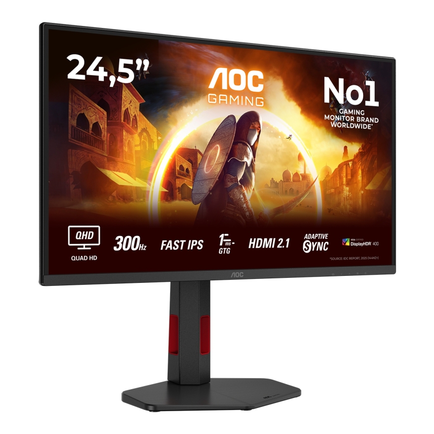 AOC G4 Q25G4SR PC lamekuvar 62,2 cm (24.5") 2560 x 1440 pikslit Quad HD LED Must, Punane – 2
