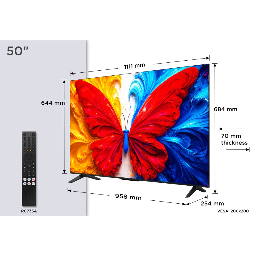 TCL S5L 50S5L TV 127 cm (50") 4K Ultra HD Smart TV Wi-Fi Black 300 cd/m² – 4