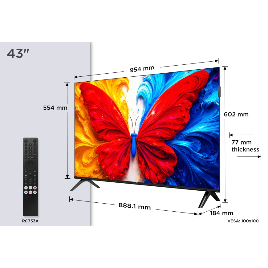 TCL S5L 43S5L televizorius 109,2 cm (43") „Full HD“ Smart TV „Wi-Fi“ Juoda 300 cd/m² – 4