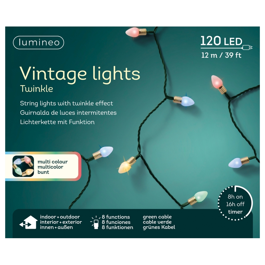 Lumineo retro LED-tuikevalosarja, monivärinen, sisä- ja ulkokäyttöön – 5