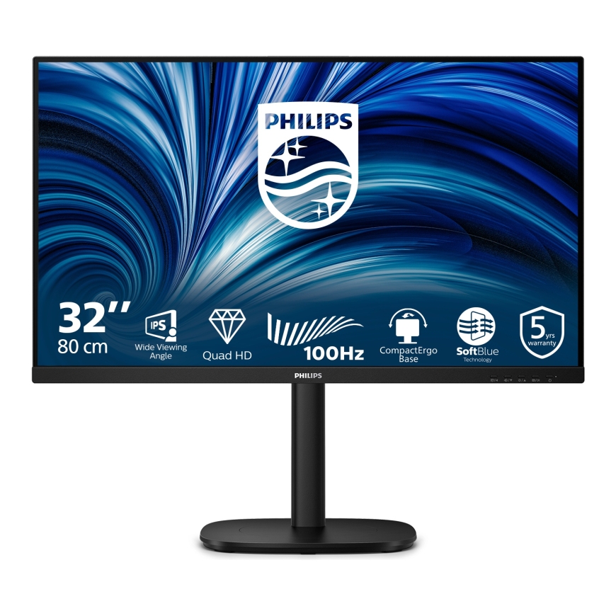 Philips 3000 series 32B2N3500/00 tietokoneen litteä näyttö 80 cm (31.5") 2560 x 1440 pikseliä Quad HD LCD Musta