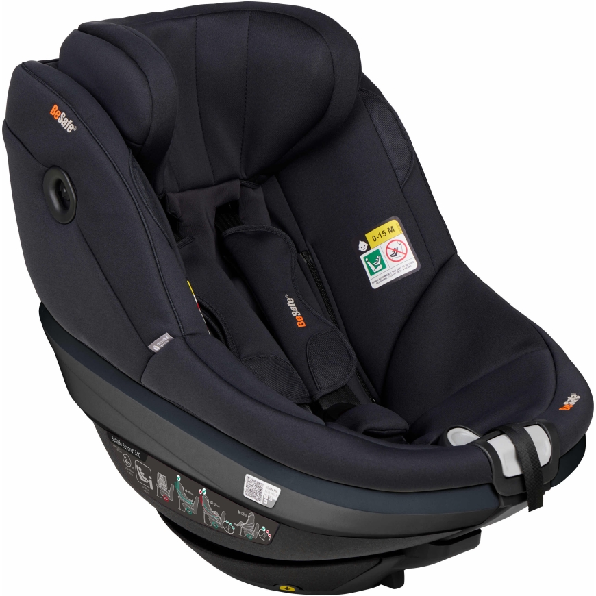 BeSafe Beyond 360 2 drošības sēdeklis, 61–125 cm, Black SoftBreeze