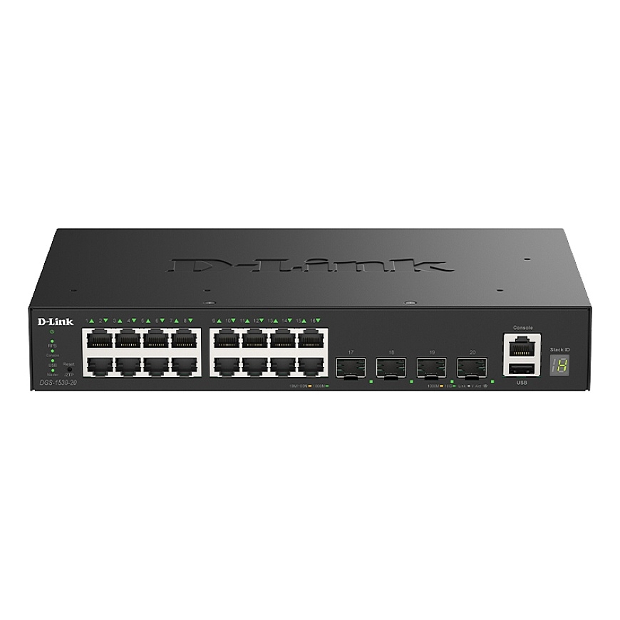 D-Link DGS-1530-20/E võrgulüliti Juhitav L2 Gigabit Ethernet (10/100/1000) Must