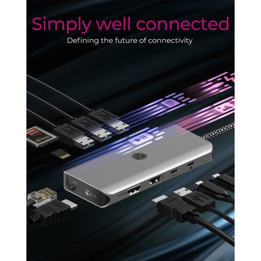 ICY BOX IB-DK4061-CPD Langallinen USB 3.2 Gen 1 (3.1 Gen 1) Type-C Harmaa – 3