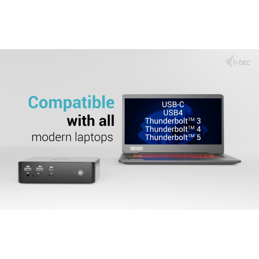 i-tec Thunderbolt5 Quattro Display Docking Station, 5x USB, 2.5 GLAN + Power Delivery 140W – 5
