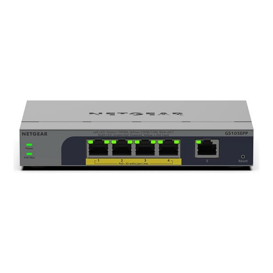 NETGEAR GS105EPP Unmanaged Gigabit Ethernet (10/100/1000) Power over Ethernet (PoE) Desktop/Wall-Mou – 2