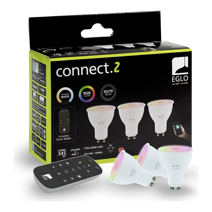 Eglo Connect.z nutikas lamp, GU10, RGB+CCT, 4,5 W, 345 lm, 3 tk, kaukosäädin – 3