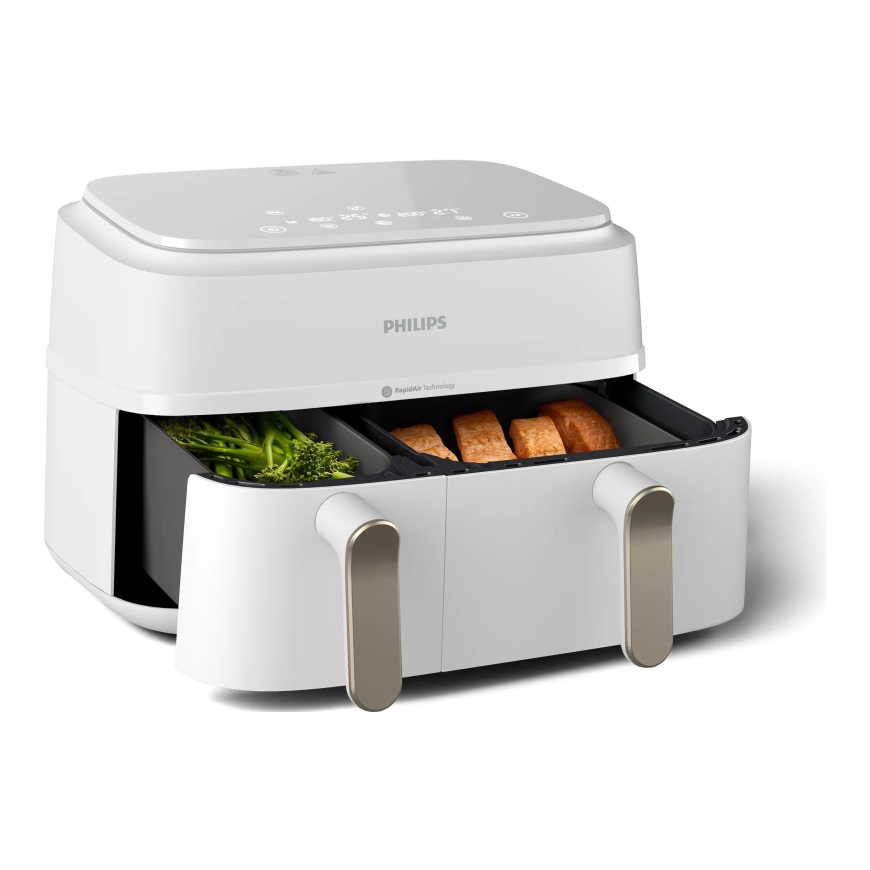 Philips 3000 series NA353/10 fryer Double 9 L Stand-alone 2750 W Hot air fryer Silver, White – 4