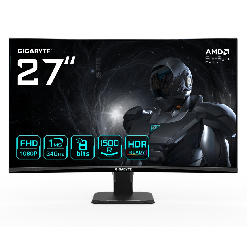 GIGABYTE GS27FC2 27" FHD Curved Gaming Monitor - 1920 x 1080, 240Hz, 1, 350 cd/m², HDR Ready, HDMI 2
