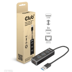 CLUB3D CSV-1430a Vadu USB 3.2 Gen 1 (3.1 Gen 1) Type-A Melns