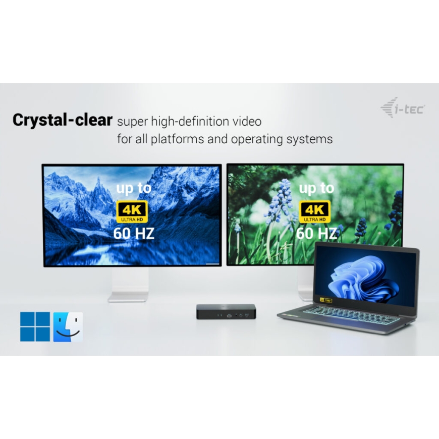 i-tec Universal Intelligent Dual Display Docking Station + Power Delivery 100W – 4