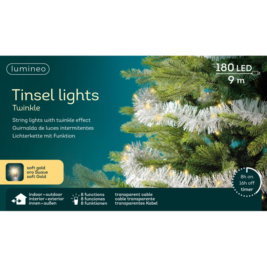 Lumineo LED fairy light garland with lights, silver, warm white – 3
