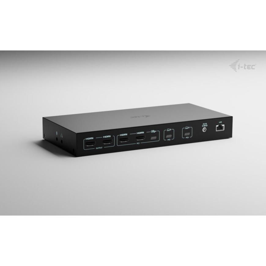 i-tec USB-C KVM Dock PRO for Three Hosts, Dual Video, with 2x Power Delivery, max 92W – 2
