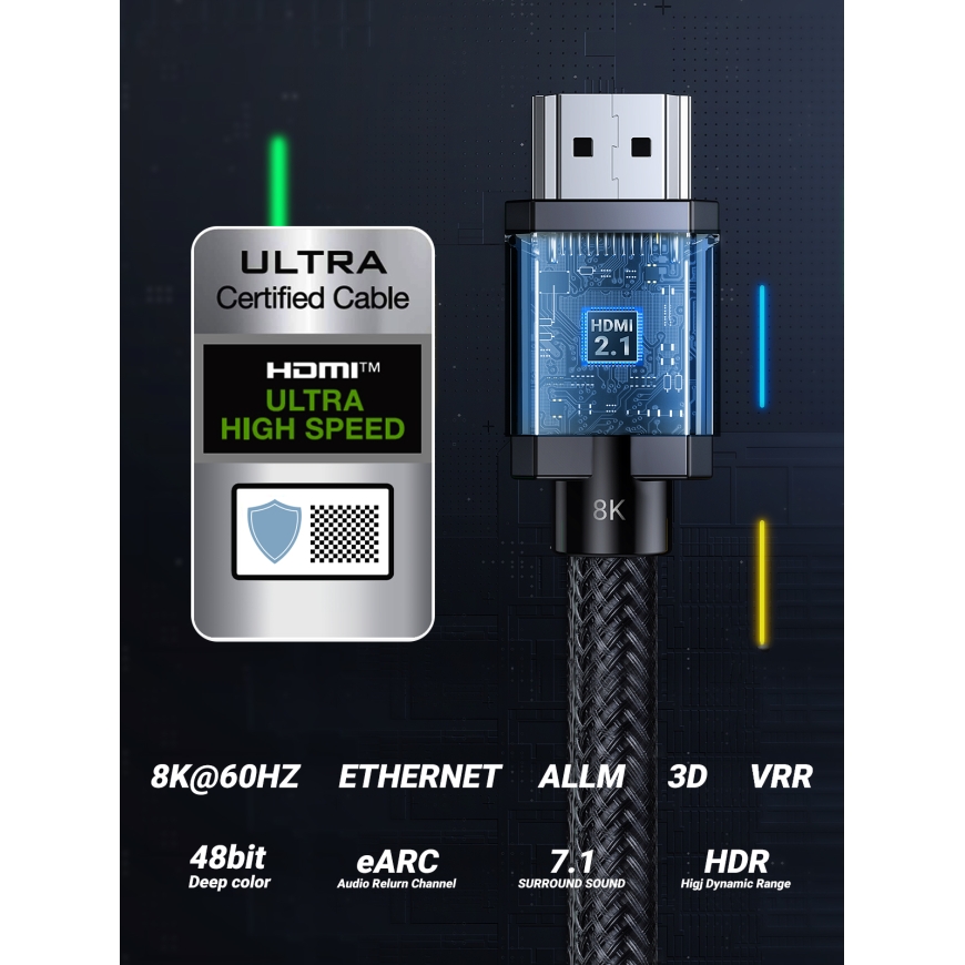 Ugreen 806020 HDMI kabelis 3 m HDMI Type A (Standard) Melns – 3
