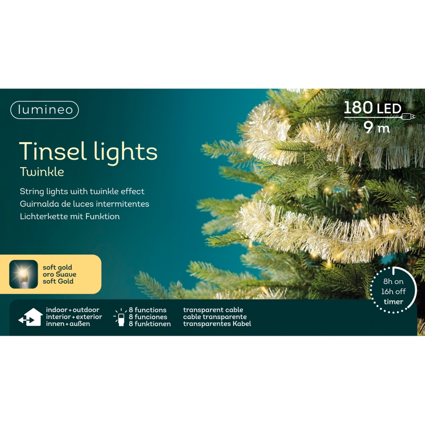 Lumineo LED šviesos juosta su dekoratyvinėmis lemputėmis, aukso spalvos, šilta balta – 3