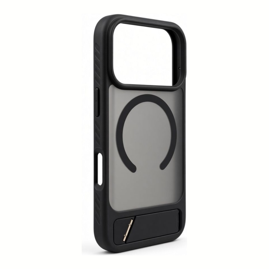 Apple iPhone 18 Pro gumijas pārklājuma MagSafe ar statīvu melns