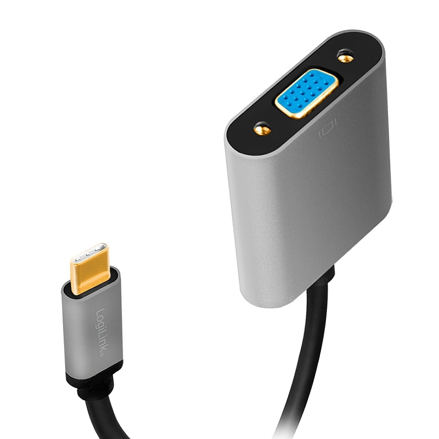 LogiLink CUA0104 vaizdo kabelio adapteris 0,15 m C tipo USB VGA (D-Sub) Juoda, Pilka – 2
