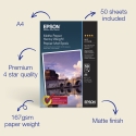 Epson „ A4 Matte Paper“ 167 gsm, 50 lapų