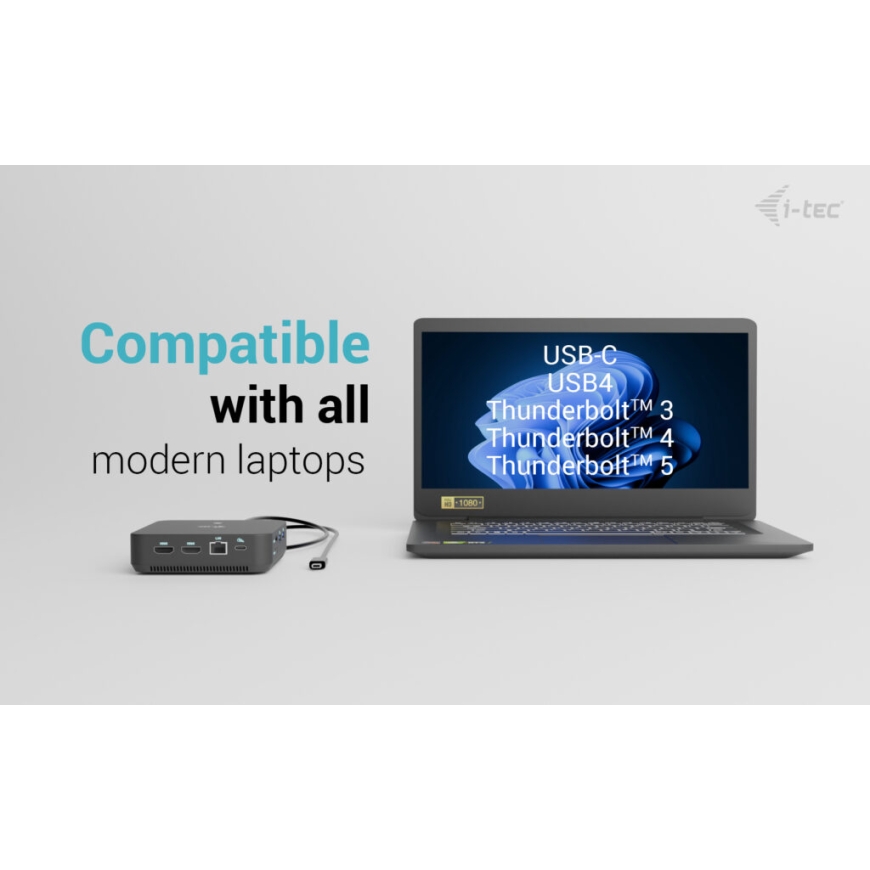i-tec USB-C DP Dual HDMI Docking Station with Power Delivery 100 W Vielinis USB 3.2 Gen 2 (3.1 Gen 2 – 4