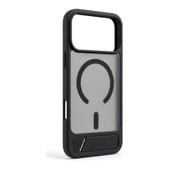 Apple iPhone 18 Pro Max Kumipinnoitteinen MagSafe -kuori, jossa on jalusta, musta